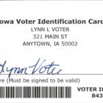 Mock voter registration card